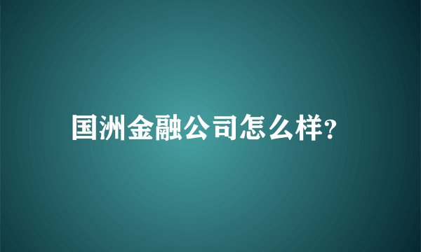 国洲金融公司怎么样？