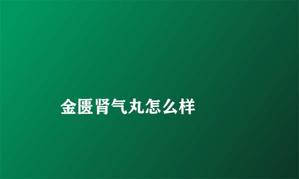 
    金匮肾气丸怎么样
  