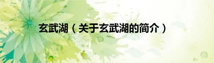 玄武湖（关于玄武湖的简介）