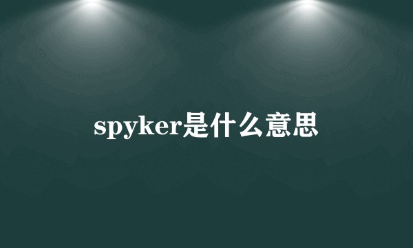 spyker是什么意思