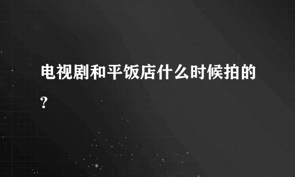 电视剧和平饭店什么时候拍的？