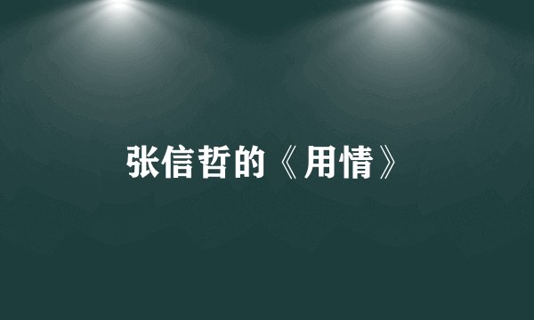 张信哲的《用情》