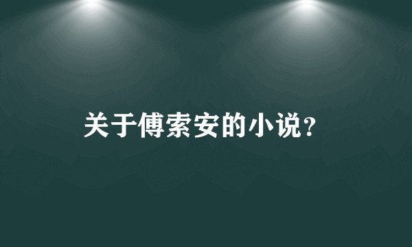 关于傅索安的小说？