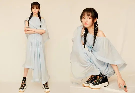 郑爽抹胸纱裙美照曝光：又美回来了令人眼前一亮