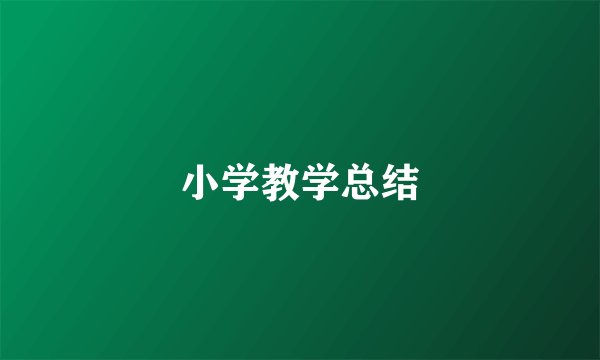 小学教学总结