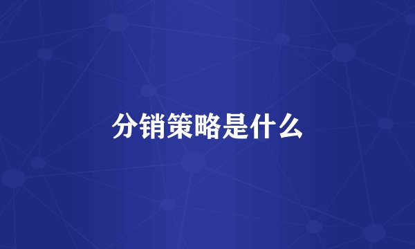 分销策略是什么