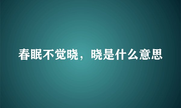 春眠不觉晓，晓是什么意思