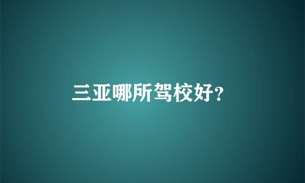 三亚哪所驾校好？