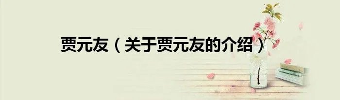 贾元友（关于贾元友的介绍）