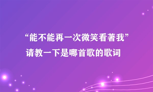 “能不能再一次微笑看著我”  请教一下是哪首歌的歌词