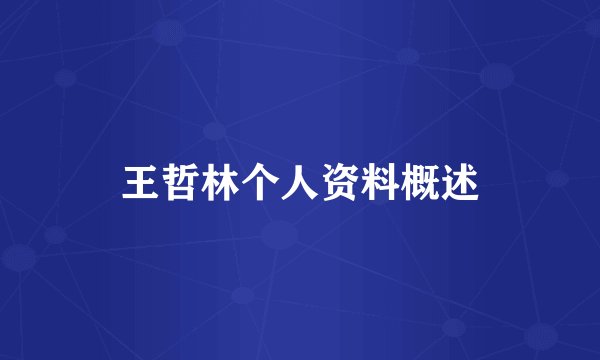 王哲林个人资料概述