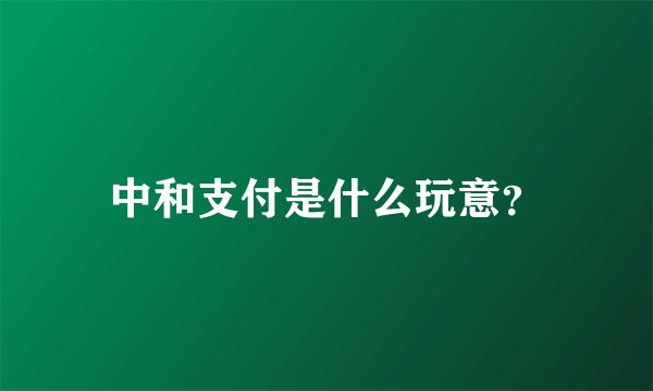 中和支付是什么玩意？