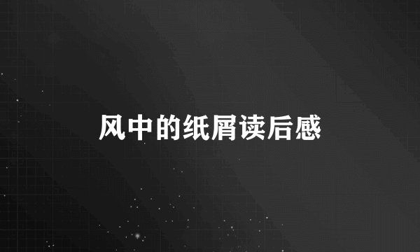 风中的纸屑读后感