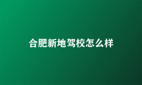 合肥新地驾校怎么样