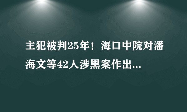 主犯被判25年！海口中院对潘海文等42人涉黑案作出一审宣判