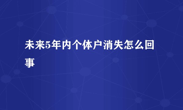 未来5年内个体户消失怎么回事