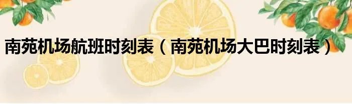 南苑机场航班时刻表（南苑机场大巴时刻表）