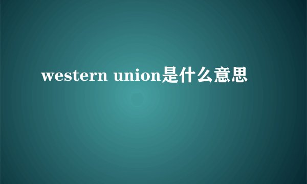 western union是什么意思