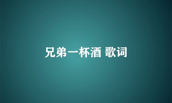 兄弟一杯酒 歌词