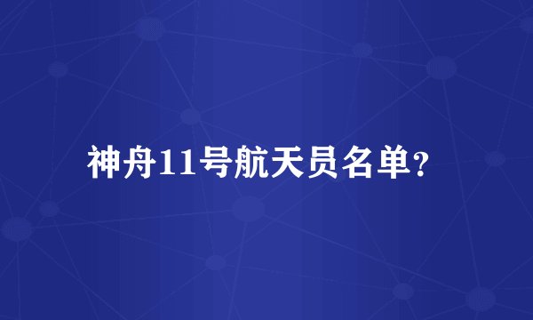 神舟11号航天员名单？