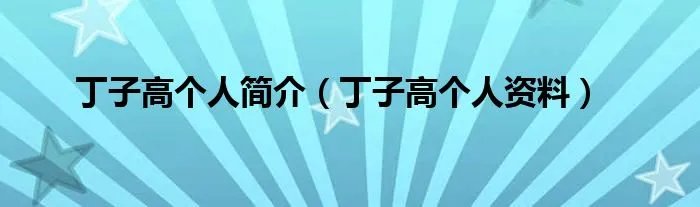 丁子高个人简介（丁子高个人资料）