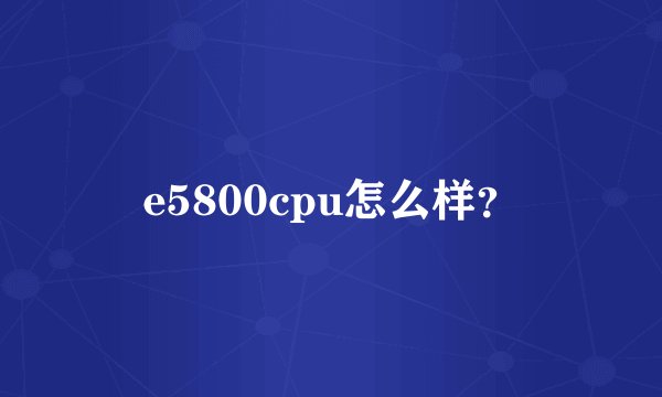 e5800cpu怎么样？