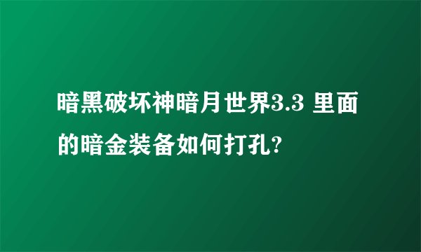 暗黑破坏神暗月世界3.3 里面的暗金装备如何打孔?