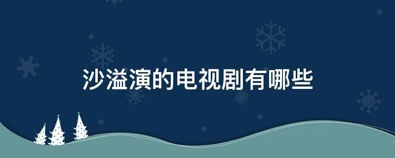 沙溢演的电视剧有哪些