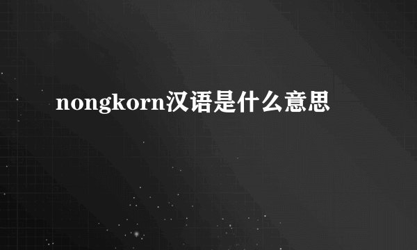 nongkorn汉语是什么意思