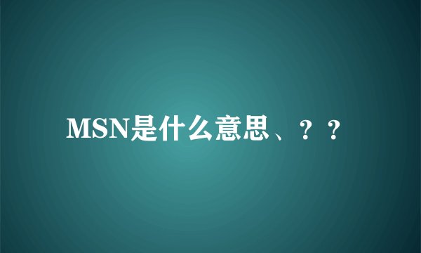 MSN是什么意思、？？