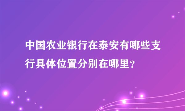 中国农业银行在泰安有哪些支行具体位置分别在哪里？