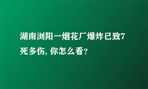 湖南浏阳一烟花厂爆炸已致7死多伤, 你怎么看？