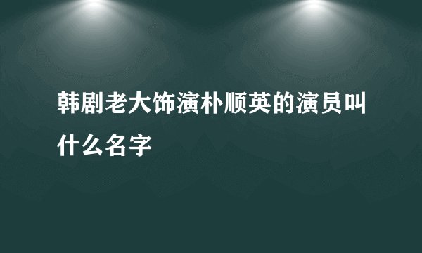 韩剧老大饰演朴顺英的演员叫什么名字