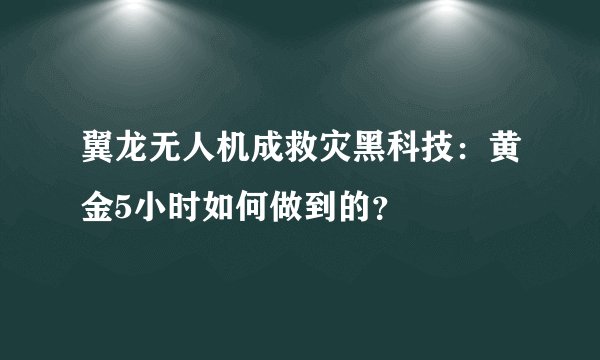 翼龙无人机成救灾黑科技：黄金5小时如何做到的？