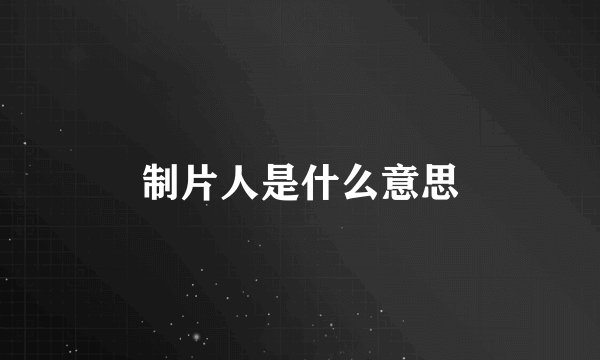 制片人是什么意思