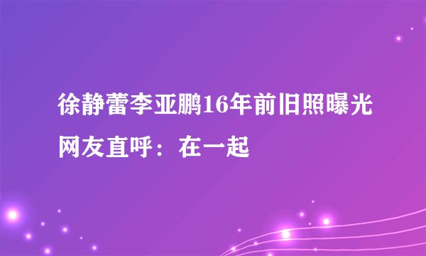 徐静蕾李亚鹏16年前旧照曝光网友直呼：在一起