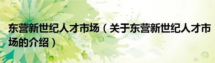 东营新世纪人才市场（关于东营新世纪人才市场的介绍）