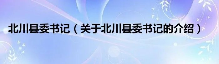 北川县委书记（关于北川县委书记的介绍）