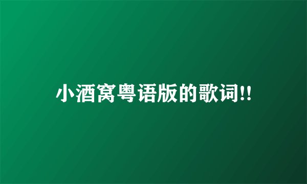 小酒窝粤语版的歌词!!