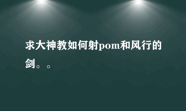 求大神教如何射pom和风行的剑。。