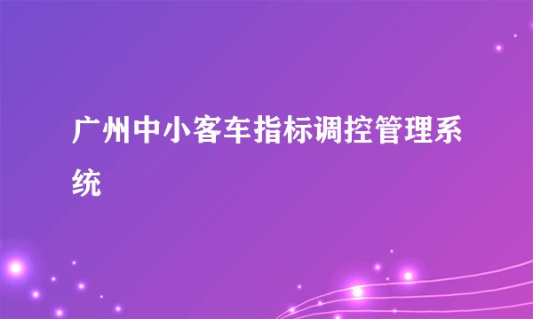 广州中小客车指标调控管理系统