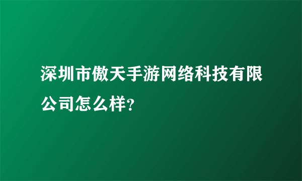 深圳市傲天手游网络科技有限公司怎么样？