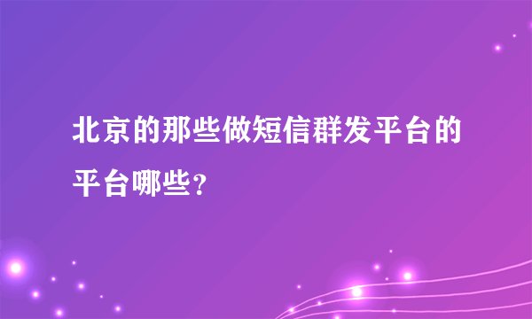 北京的那些做短信群发平台的平台哪些？
