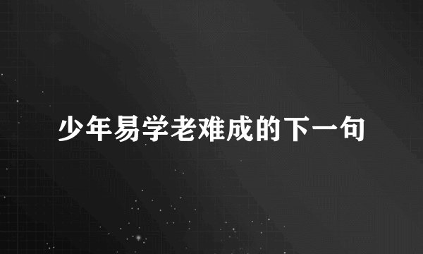 少年易学老难成的下一句