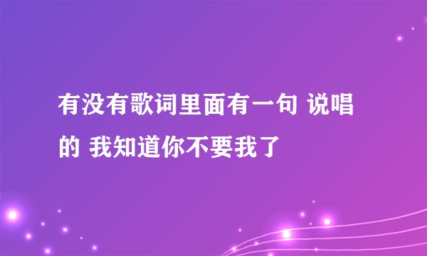 有没有歌词里面有一句 说唱的 我知道你不要我了