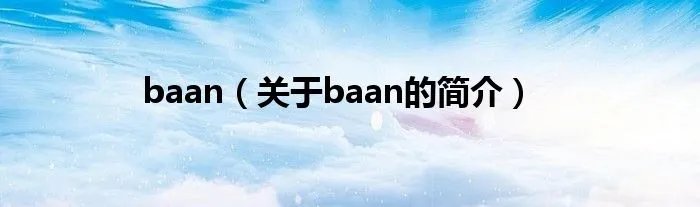 baan（关于baan的简介）