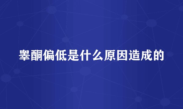 睾酮偏低是什么原因造成的