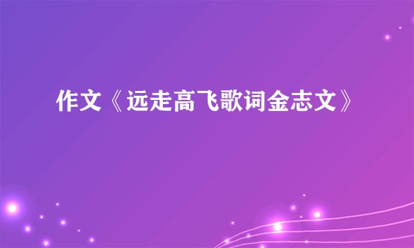 作文《远走高飞歌词金志文》