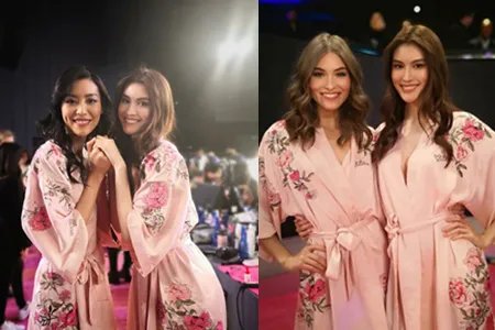 何穗晒维密后台照 颜值超高白到发光