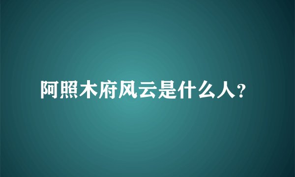 阿照木府风云是什么人？